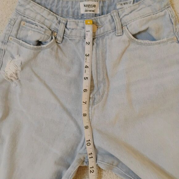 Kensie Wide Leg Capri Light Wash Frayed Hippie Hipster Bohemian Jeans Size 2 - Picture 8 of 11